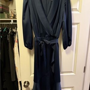 Adrianna Papell Midnight Blue Long Sleeve Dress